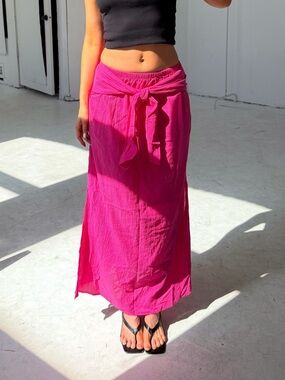 J. Crew Pink Cotton Maxi Skirt w/ Tie